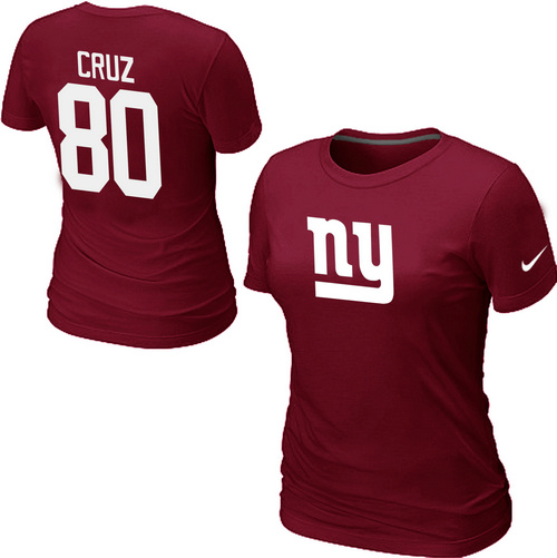 Nike New York Giants #80 Victor Cruz Name & Number Women's NFL T-Shirt - Red